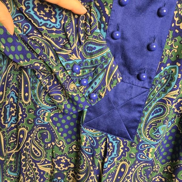 BANANA REPUBLIC Women's Blue & Multicolor Paisley Front Button Panel Blouse Sz S - Picture 5 of 8